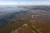 Luftbild, Nordseeküste mit Wattenmeer zwischen Festland und Ostfriesischen Inseln, Sandmuster, Niedersachsen, Deutschland