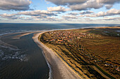 Aerial shot of Spiekeroog island, East Frisian Islands, Lower Saxony, Germany