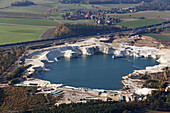 aerial photo of a silica sand pit near Braunschweig on the A2 autobahn, Braunschweig, Lower Saxony, Germany