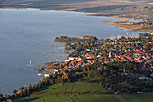 Aerial of the town of Steinhude at Lake Steinhude, Lower Saxony, Germany