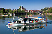 Ausflugsschiff auf dem Rhein bei Laufenburg, Hochrhein, Kanton Aargau, Schweiz