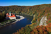 Blick auf die Donauschleife am Kloster Weltenburg, Donau, Bayern, Deutschland