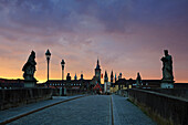 Old Main bridge, view to the Old Town, Würzburg, Main river, Franconia, Bavaria, Germany