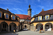 Eingang zum Schloss, Weikersheim, Taubertal, Romantische Strasse, Baden-Württemberg, Deutschland