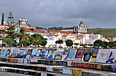 Bemalte Mauer am Jachthafen, Horta, Insel Faial, Azoren, Portugal, Europa