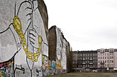 NOTE: the work of art has meanwhile been over-painted. Wall paintings on buildings at Cuvry Street, Berlin-Kreuzberg, Berlin, Germany, Europe