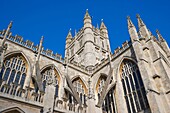 The Abbey Church of Saint Peter and Saint Paul. Bath Abbey, from Abbey Churchyard. Bath. Somerset. England. UK.