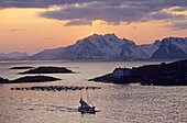 Norway, Nordland, Lofoten Islands, Fishing boat