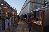 Market in old town, Costa del Azahar, Peniscola, Valencia, Spain
