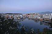 Hafen am Abend, Voulismeni-See, Agios Nikolaos, Lasithi, Kreta, Griechenland