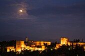 The Alhambra Palace from Mirador San Nicolas in the Albayzin Granada Spain