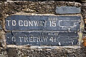 Old Road Sign in Betws Y Coed Conwy Wales