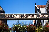 Ye Olde Starre Inne Sign over Stonegate York Yorkshire England