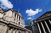 The Bank of England and The Royal Exchange, London, England, UK
