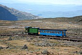 Mount Washington Cog  Biodiesel Locomotive near the summit of Mount Washington Located in the White Mountains, New Hampshire USA This is Mount Washington Cog Railway's first Biodiesel Locomotive