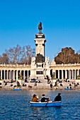 King Alfonso XII memorial, Estanque Lake, retiro Park, Madrid, Spain