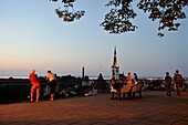 people admiring the Old Town from Patkuli view platform on Toompea Hill, Tallinn, estonia, northern europe