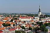 aerial overview of Old Town Tallinn from Sokos Viru hotel, estonia, northern europe