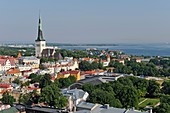 aerial overview of Old Town Tallinn from Sokos Viru hotel, estonia, northern europe