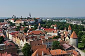 the Old Town seen from the tower of St Olav'church, Tallinn, estonia, northern europe