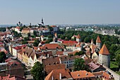 Die Altstadt vom Turm der St. Olavskirche aus gesehen, Tallinn, Estland, Nordeuropa