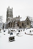 Wrington All Saints Church in the snow Wrington Somerset, England, United Kingdom