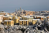 europe, italy, tuscany, siena, cathedral and ancient town with the snow