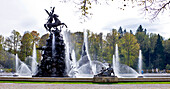 Fountain at the Herrenchiemsee, Chiemsee, Chiemgau, Upper Bavaria, Bavaria, Germany