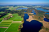 Luftbildaufnahme der Eggstätter Seenplatte, Eggestätter Seen, Naturschutz Gebiet, Chiemgau, Oberbayern, Bayern, Deutschland