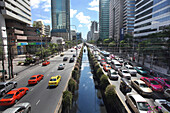 Traffic in Sathon district, Bangkok, Thailand, Asia