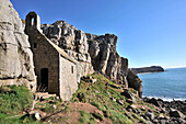 St. Govan's chapel in the Pembrokeshire Coast National Park, Pembrokeshire, south-Wales, Wales, Great Britain