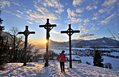Sunset at St. Nikolaus over Ebbs, Inn river valley, Winter in Tyrol, Austria