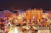 Christmas Fair, Luisen Square, Brandenburg Gate, Builders Carl von Gontard und Georg Christian Unger, St. Peter and Paul Church, Potsdam, Brandenburg, Germany