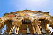 Israel, Jerusalem the facade of Church of all Nations, also known as the Church of the Agony or the Basilica of the Agony, is located on Mount of Olives in Jerusalem, next to the Garden of Gethsemane It enshrines a section of bedrock where Jesus is said