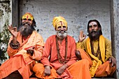 Sadhu covered with traditional ash and body paint At Pashupatinath Temple Kathmandu Valley Nepal