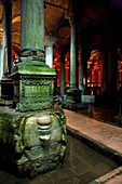 The second Medusa head pillar The Basilica Cistern Turkish: Yerebatan Sarnici Istambul, Turkey