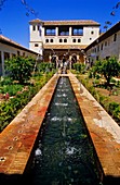 Patio de la Acequia courtyard of irrigation ditch El Generalife La Alhambra Granada Andalusia