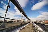 Krymsky Bridge or Crimean Bridge steel suspension bridge, Moscow, Russia