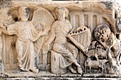 Bas-reliefs of portal of abbey church 12 cent, Saint-Gilles Saint-Gilles-du-Gard, Languedoc-Roussillon, France