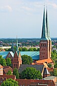 View of city from tower of Church of St Peter, Lubeck, Schleswig-Holstein, German