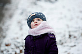 Girl (2 years) wearing cap and scarf, Styria, Austria