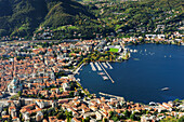 View at the city of Como and lake Como, Como, Lombardy, Italy, Europe