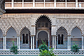 Patio de las Doncellas, Alcázar of Seville, royal palace originally a Moorish fort, Seville, Spain