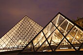 The Pyramids of the Louvre palace, Paris, France