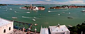 The Venetian lagoon seen from St Mark's bell tower, Venice, Italy