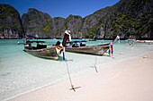 Long-tail boats in Maya Bay, Phi Phi Leh Island, Thailand