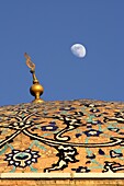 The moon over the dome of the Lotf Allah Mosque, Isfahan, Iran