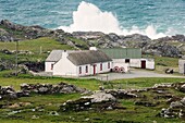 Atlantic storm waves beat the coast near Malin Head on the Inishowen Peninsula, County Donegal Northernmost tip of Ireland