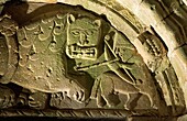 Tympanum above north door of Cormac's Chapel, Rock of Cashel Norman centaur kills Celtic Christian lion Co Tipperary, Ireland