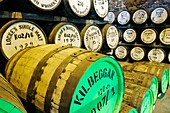 Irish whiskey matures in barrels in the warehouse of Locke’s Distillery in the town of Kilbeggan, Westmeath, Ireland